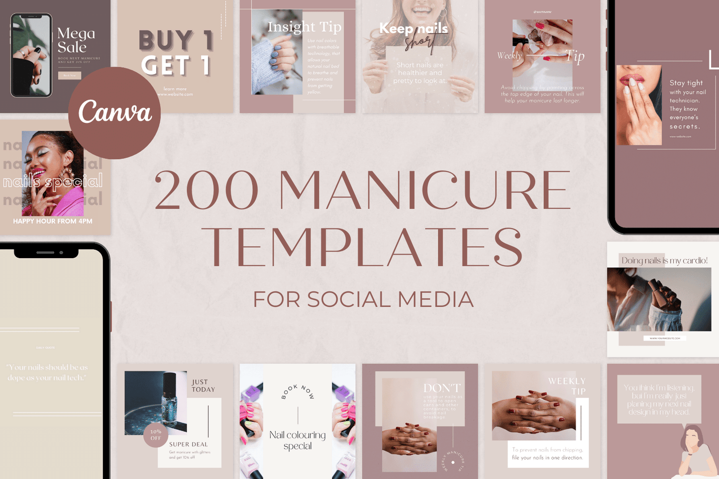 200 Manicure Templates for Social Media