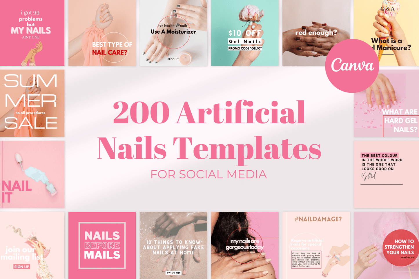 200 Artificial Nails Templates for Social Media